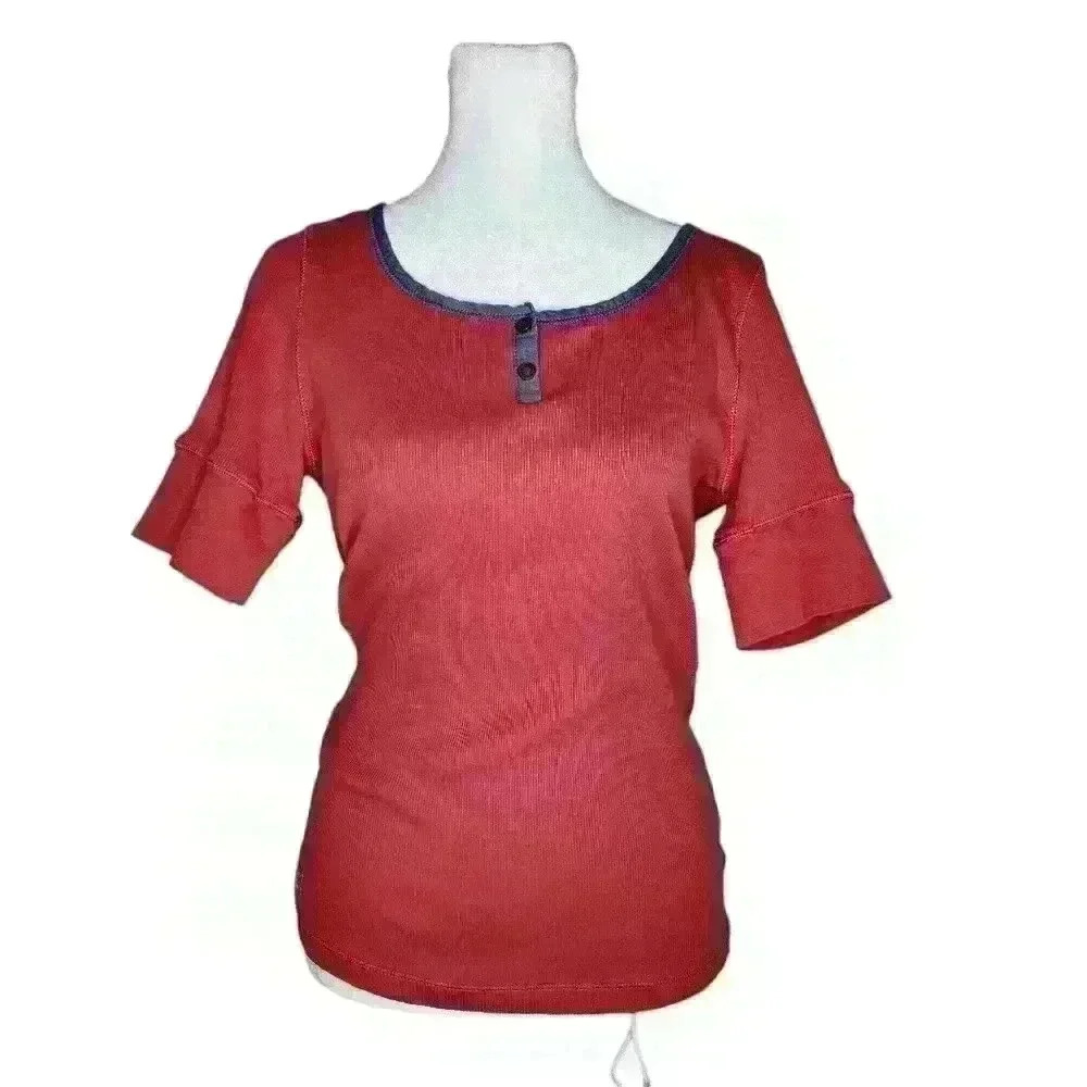 Lauren Ralph Lauren Women's Size Medium Cotton Crew Neck Pink Pullover Blouse